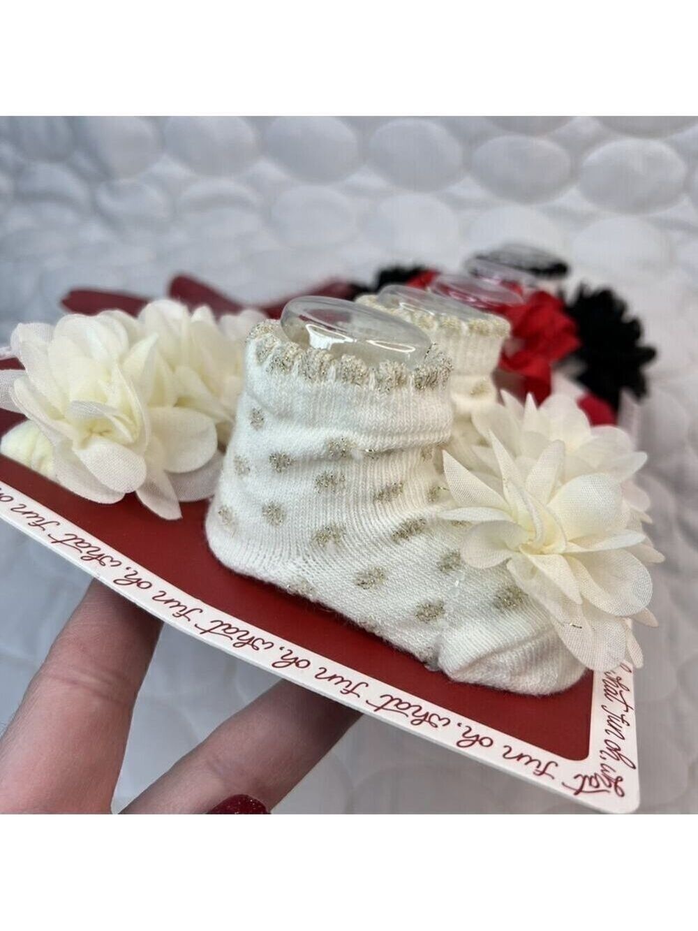 Baby Holiday Socks & Headwraps Girls Gift Set Size 0/6m Christmas Soft Headbands - Picture 6 of 8